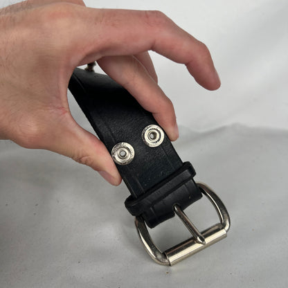 80s Spike Studded Black Leather Belt- 26"-30"