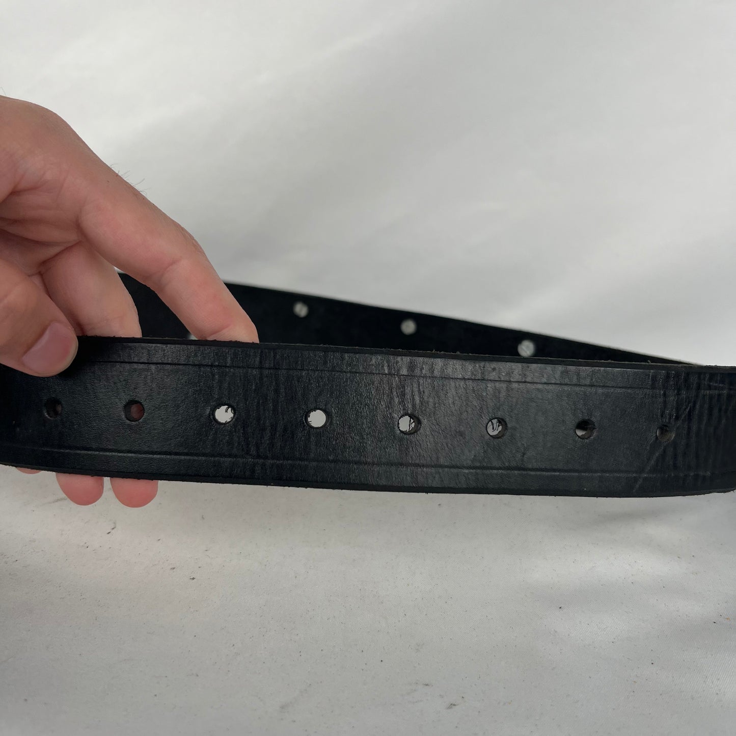 80s Spike Studded Black Leather Belt- 26"-30"