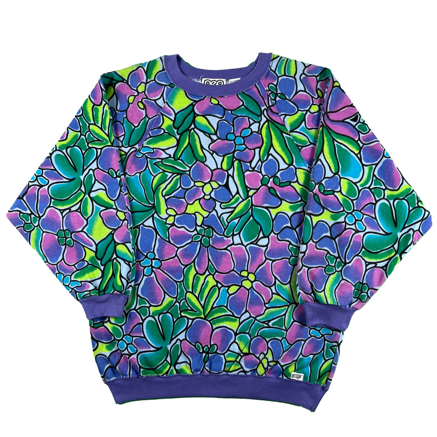 80s Floral Stain Glass Print Sweatshirt- S