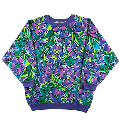 80s Floral Stain Glass Print Sweatshirt- S
