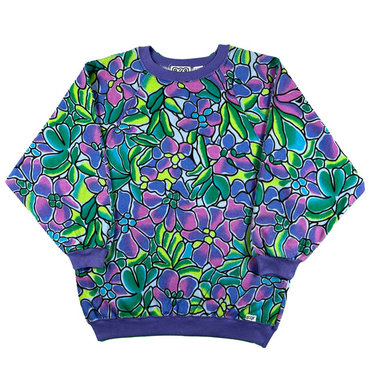 80s Floral Stain Glass Print Sweatshirt- S