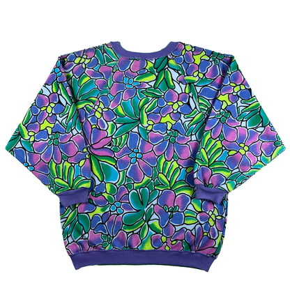 80s Floral Stain Glass Print Sweatshirt- S