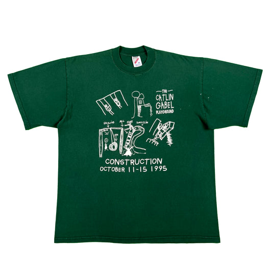 90s Forest Green Playground Construction Tee- XL