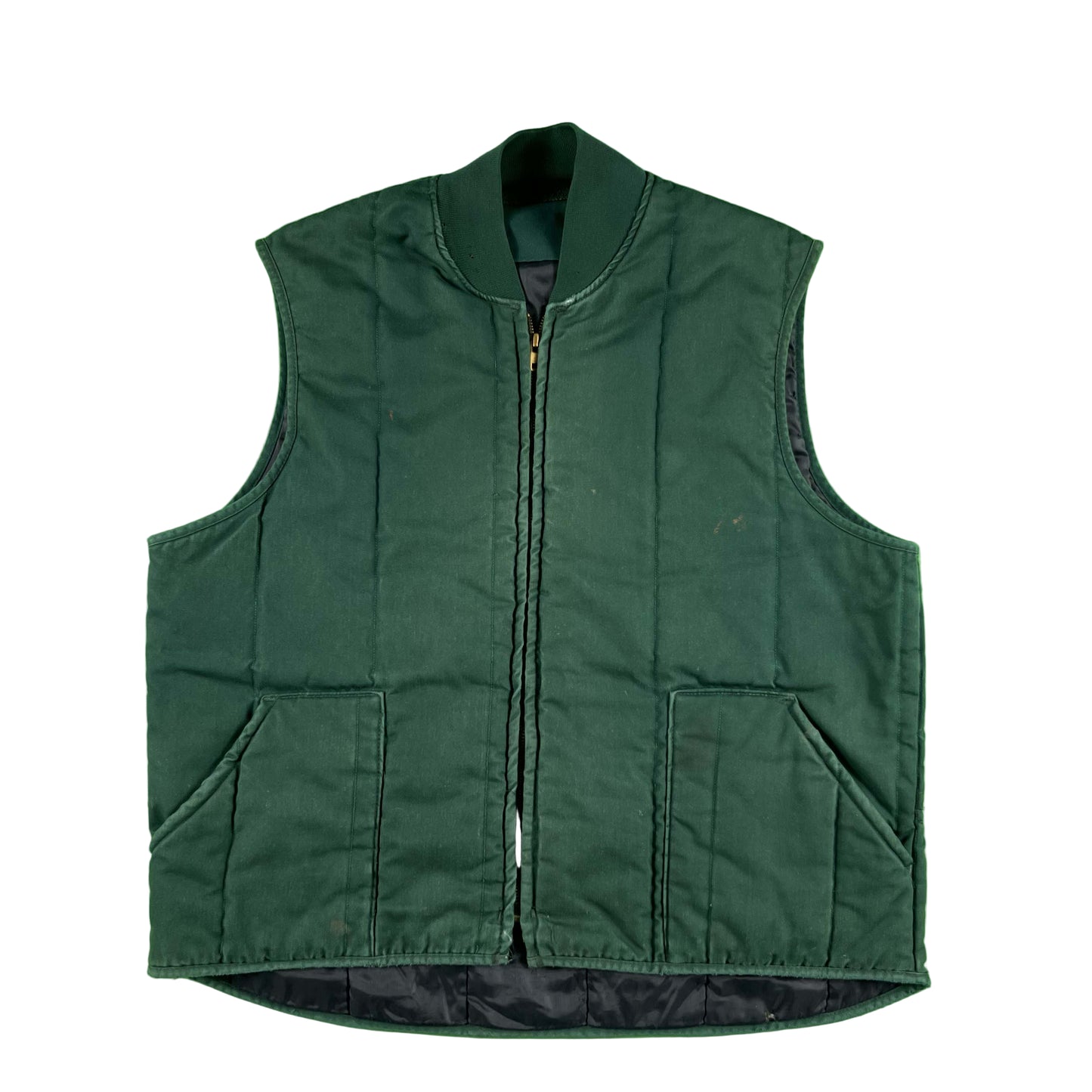 90s Faded Forest Green Work Vest- L