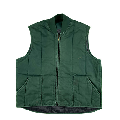 90s Faded Forest Green Work Vest- L