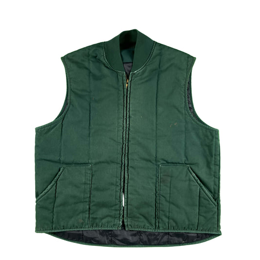 90s Faded Forest Green Work Vest- L