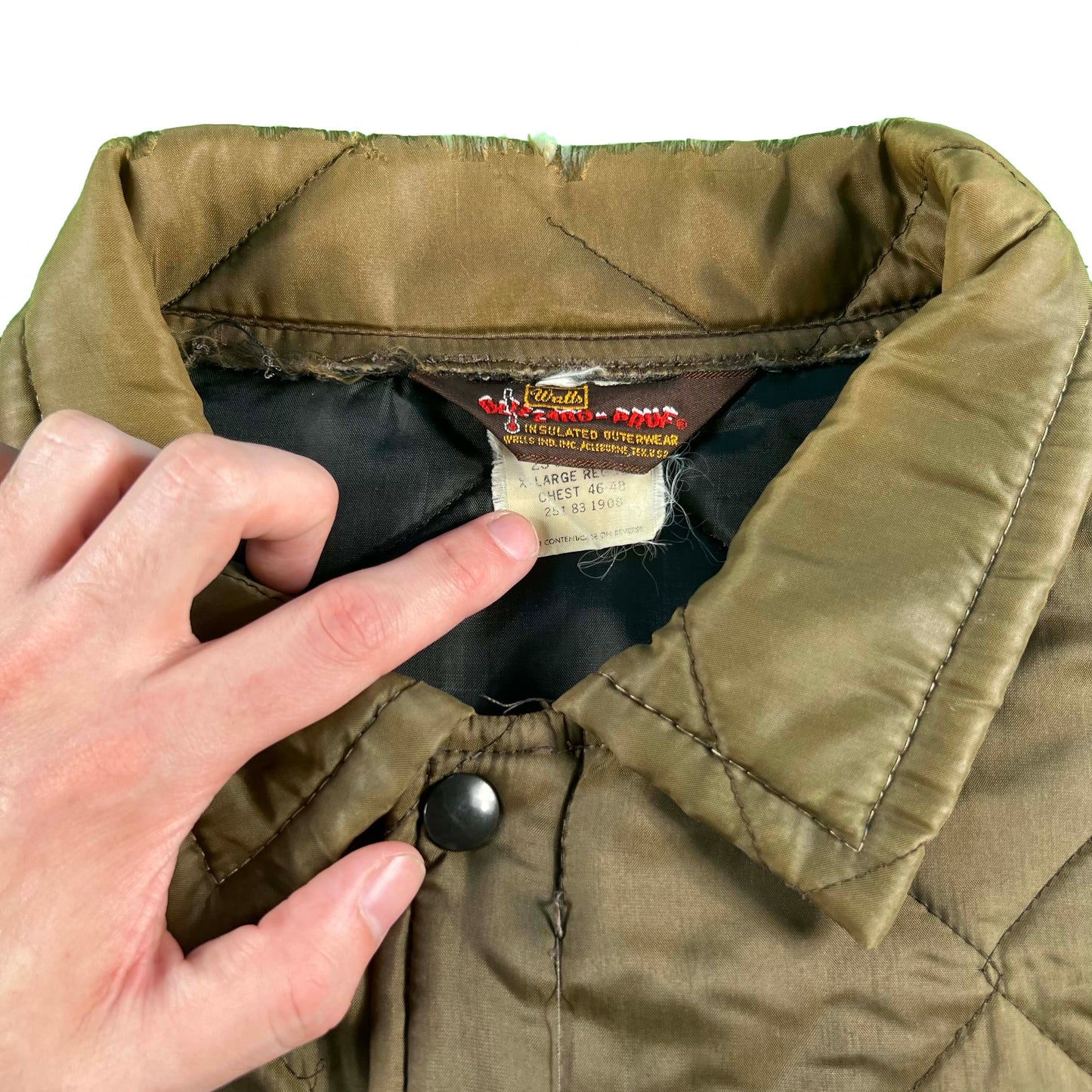 70s/80s Faded Brown Zip Up Quilted Jacket- XL