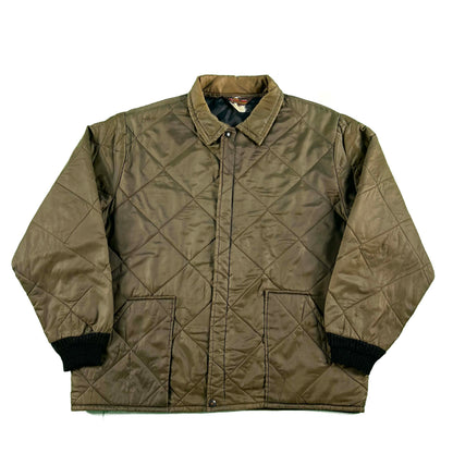 70s/80s Faded Brown Zip Up Quilted Jacket- XL