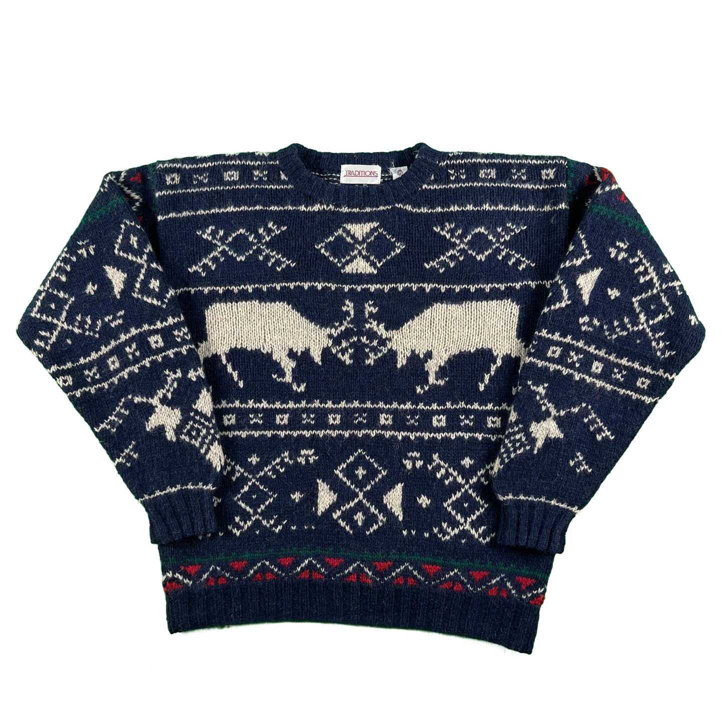 80s Shetland Wool 'Rutting Elk' Sweater- M