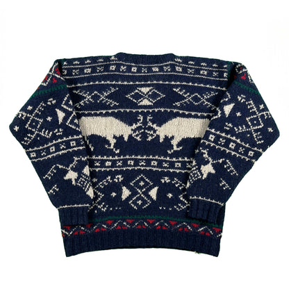 80s Shetland Wool 'Rutting Elk' Sweater- M