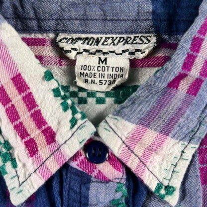 80s Indian Madras Cotton Shirt- S