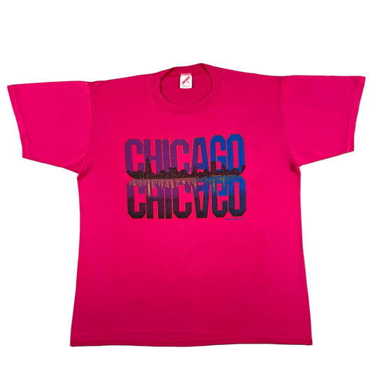 80s Hot Pink Chicago Tee- XL