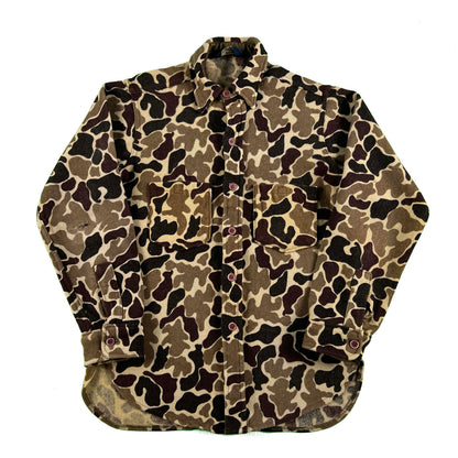 70s/80s Woolrich Duck Camo Repaired Wool Overshirt- S