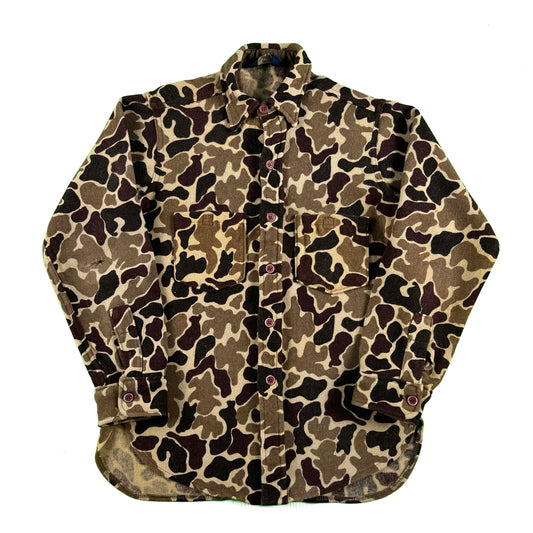 70s/80s Woolrich Duck Camo Repaired Wool Overshirt- S