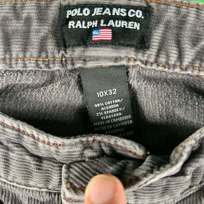 00s Polo Jeans Co Ralph Lauren Dark Grey Flared Corduroy Pants- 32x30