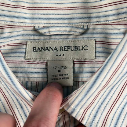 2007 Banana Republic Striped 100% Cotton Button Up Shirt- XL