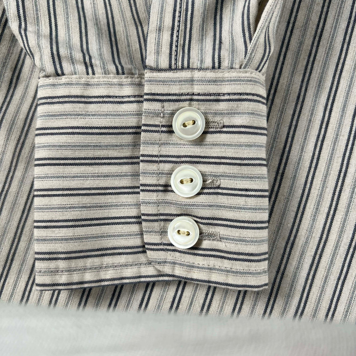 00s Banana Republic Striped Band Collar Shirt- S