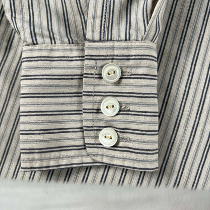 00s Banana Republic Striped Band Collar Shirt- S