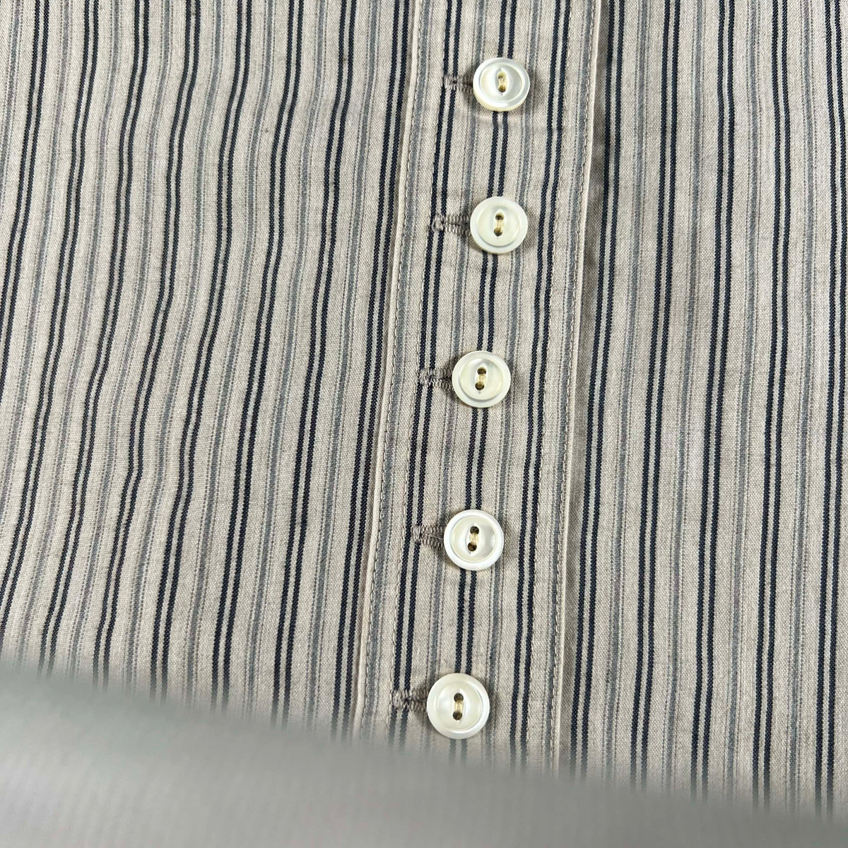00s Banana Republic Striped Band Collar Shirt- S