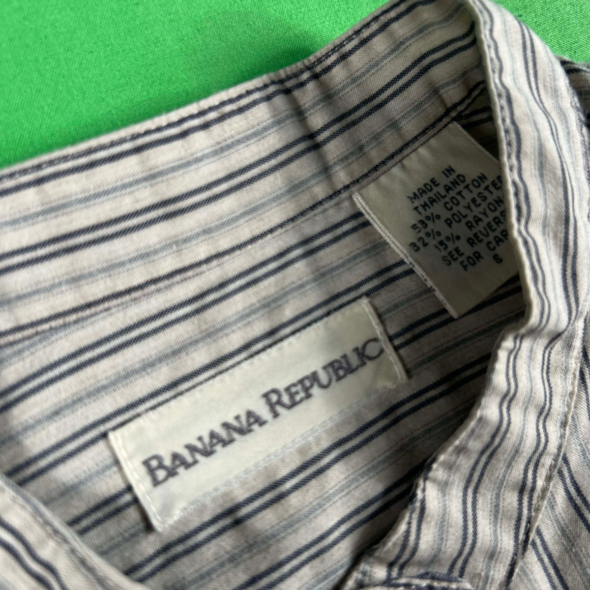 00s Banana Republic Striped Band Collar Shirt- S