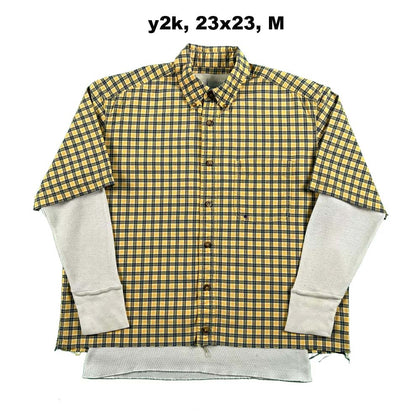 Vintage Eddie Bauer Cropped Plaid Shirt & Waffle Knit Thermals- SELECT COMBO