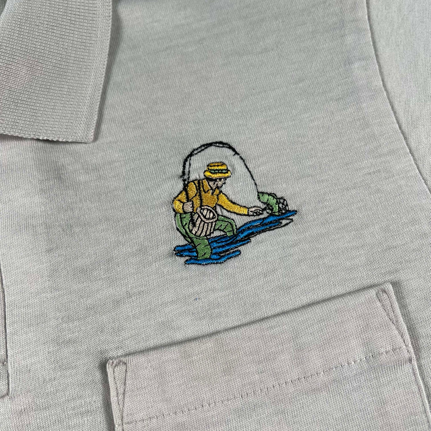 80s Fishing Collared Pocket Tee- M