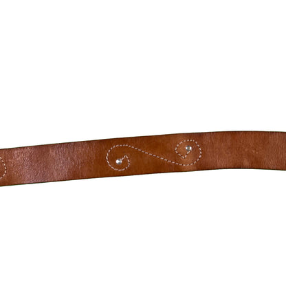 70s Studded and Stitched Leather Belt- 30"-34"