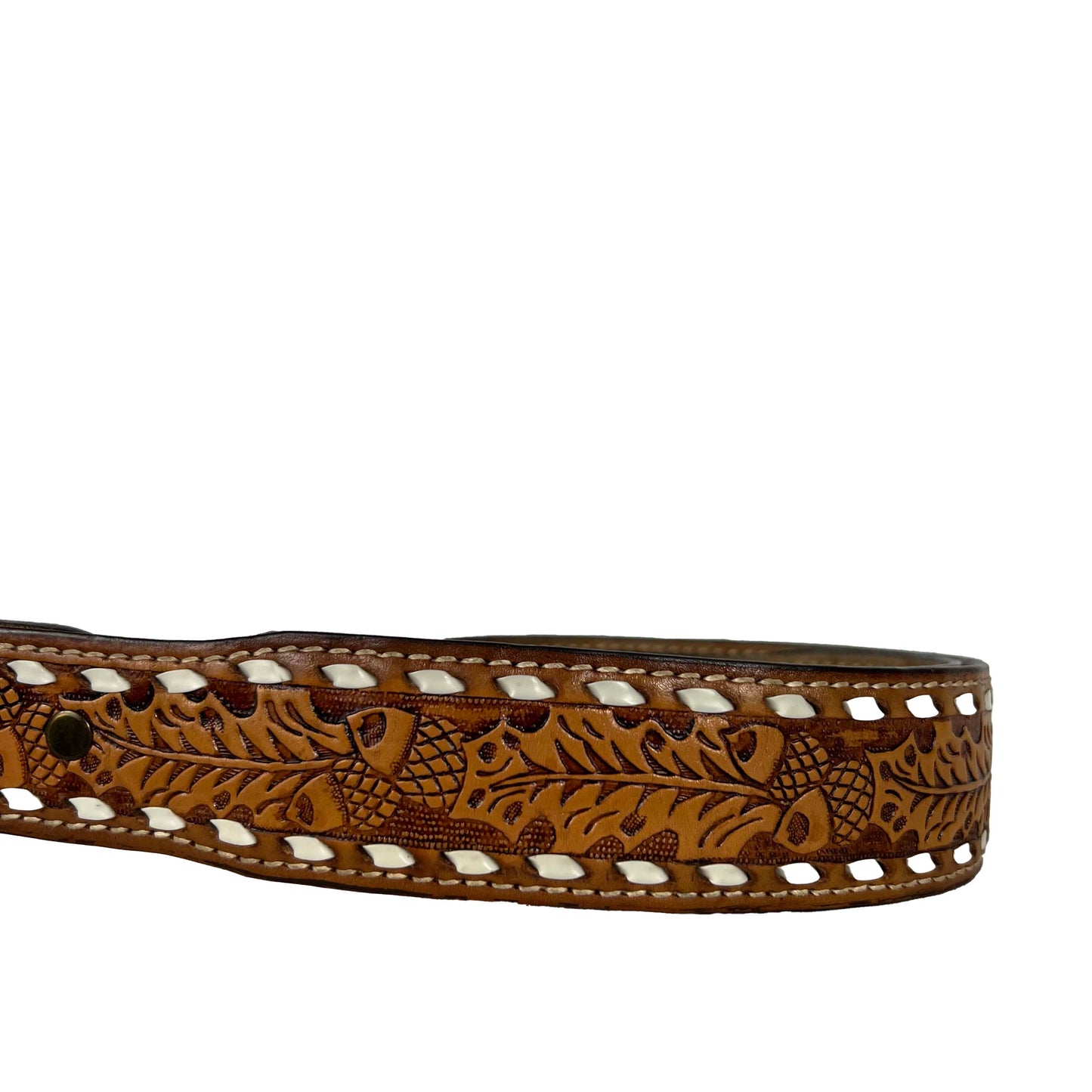 Pendleton Whisky Buckle Acorn Embellished Leather Belt- 30"-34"