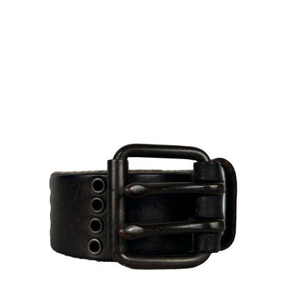 2001 Two Prong Buckle Gap Black Leather Belt- 30"-34"