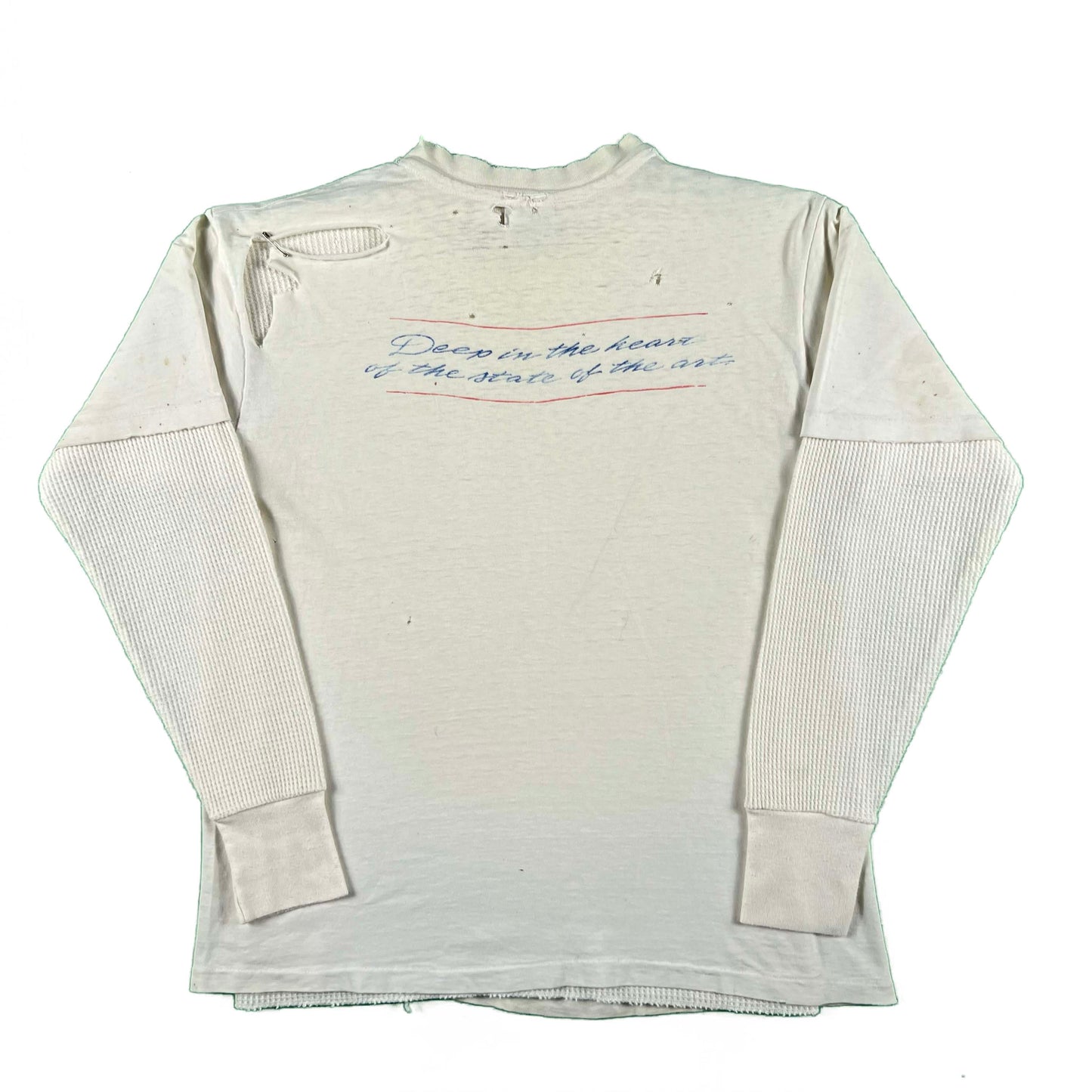 80s Thrashed Texas Motorola Tee & Waffle Knit Thermal- L