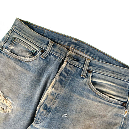 70s Levi's 501 Redline Thrashed & Patched Denim- 34x35
