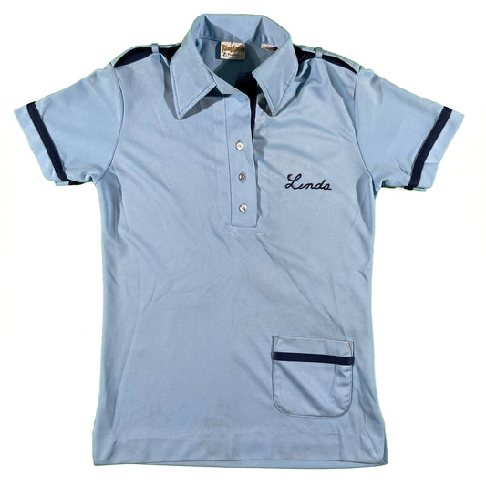 70s Chain Stitch Bowling Polo Shirt- S