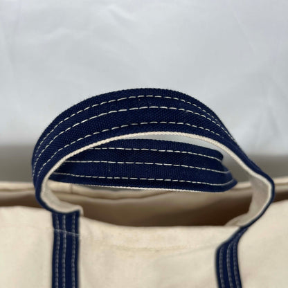 Navy & Cream Canvas Zip Up Tote Bag- L