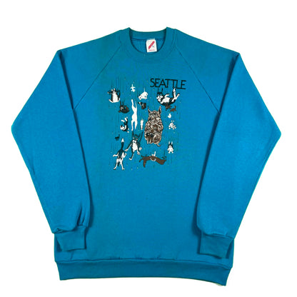 80s Seattle Raining Cats & Dogs Sweatshirt- XL