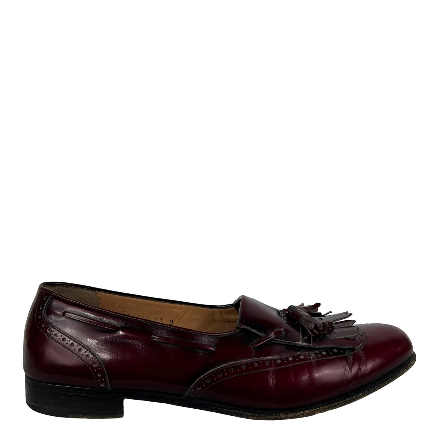 80s Mahogany Brown Leather Tassel Loafers- M's 11, W's 12.5