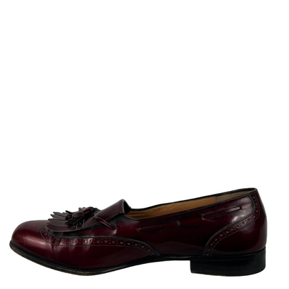 80s Mahogany Brown Leather Tassel Loafers- M's 11, W's 12.5