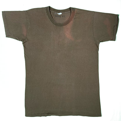 80s Over Dyed Brown Stenciled Military Tees- M