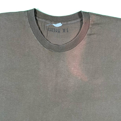 80s Over Dyed Brown Stenciled Military Tees- M