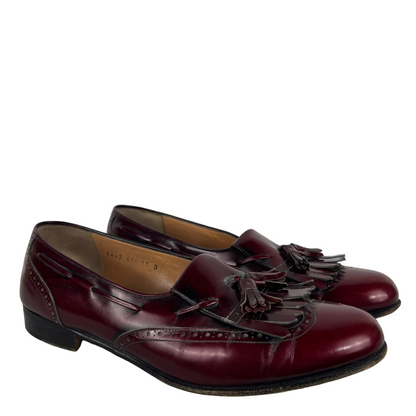 80s Mahogany Brown Leather Tassel Loafers- M's 11, W's 12.5