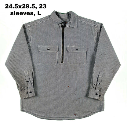 Vintage Hickory Stripe 1/2 Zip Work Shirts- SELECT SHIRT