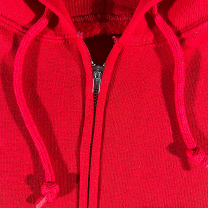 80s Boxy Blank Red Zip Up Hoodie- S