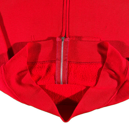 80s Boxy Blank Red Zip Up Hoodie- S