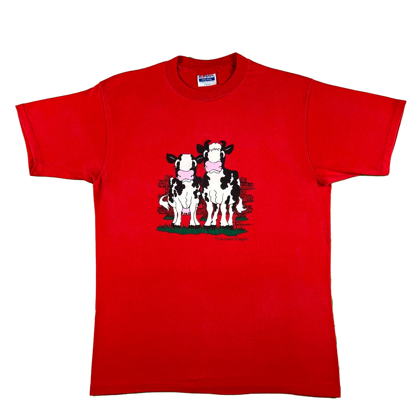 80s Tillamook Oregon Cows Tee- L