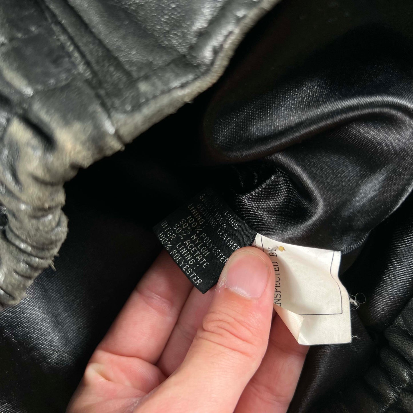 00s Patina Black Leather Bomber Jacket- L