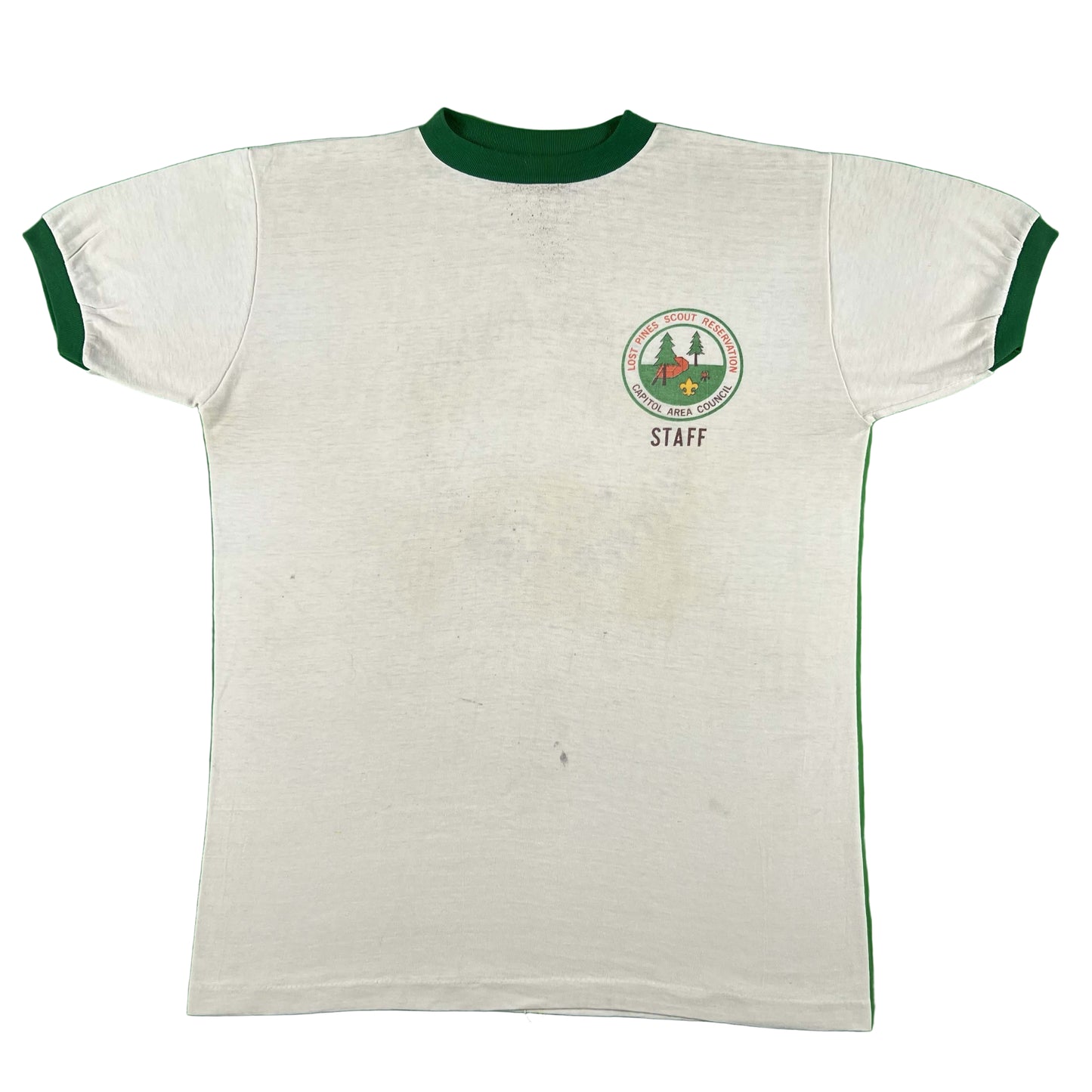 70s Lost Pines Volunteer Fire Boy Scouts Ringer Tee- L