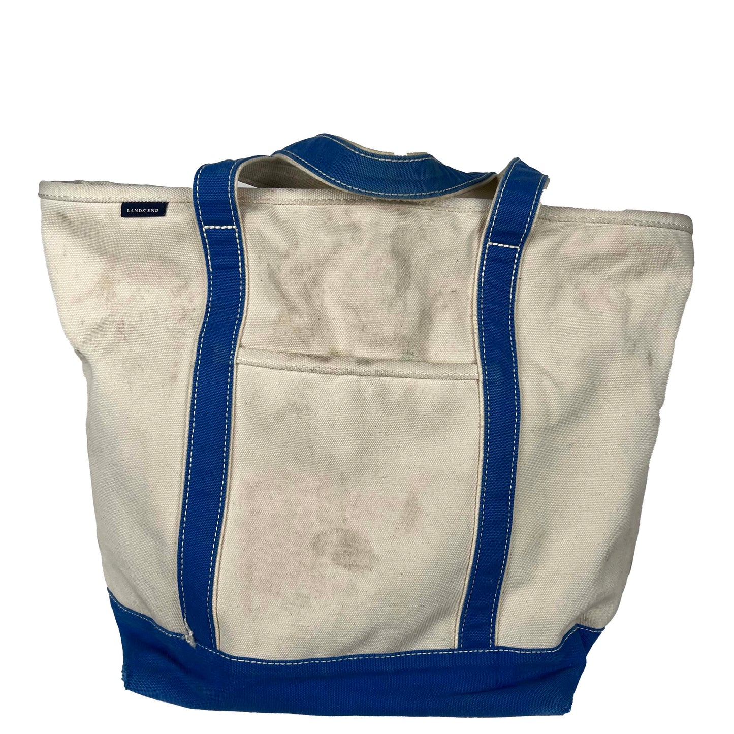 Lands' End Blue Handle Canvas Tote Bag- L