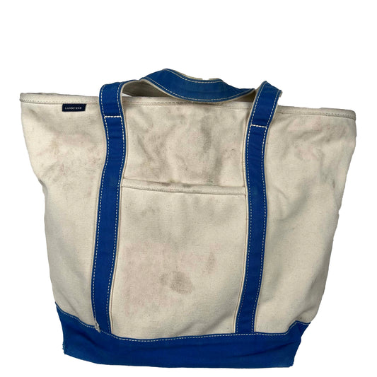 Lands' End Blue Handle Canvas Tote Bag- L