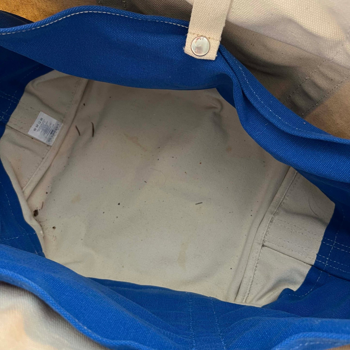 Lands' End Blue Handle Canvas Tote Bag- L