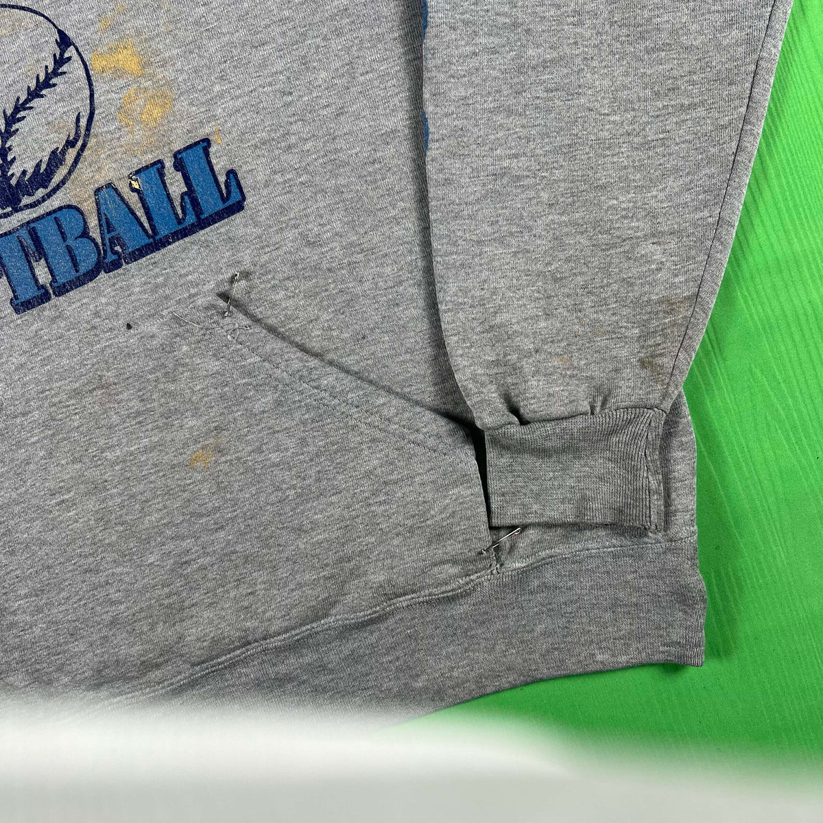 90s Safety Pinned Softball Painter's Hoodie- XL