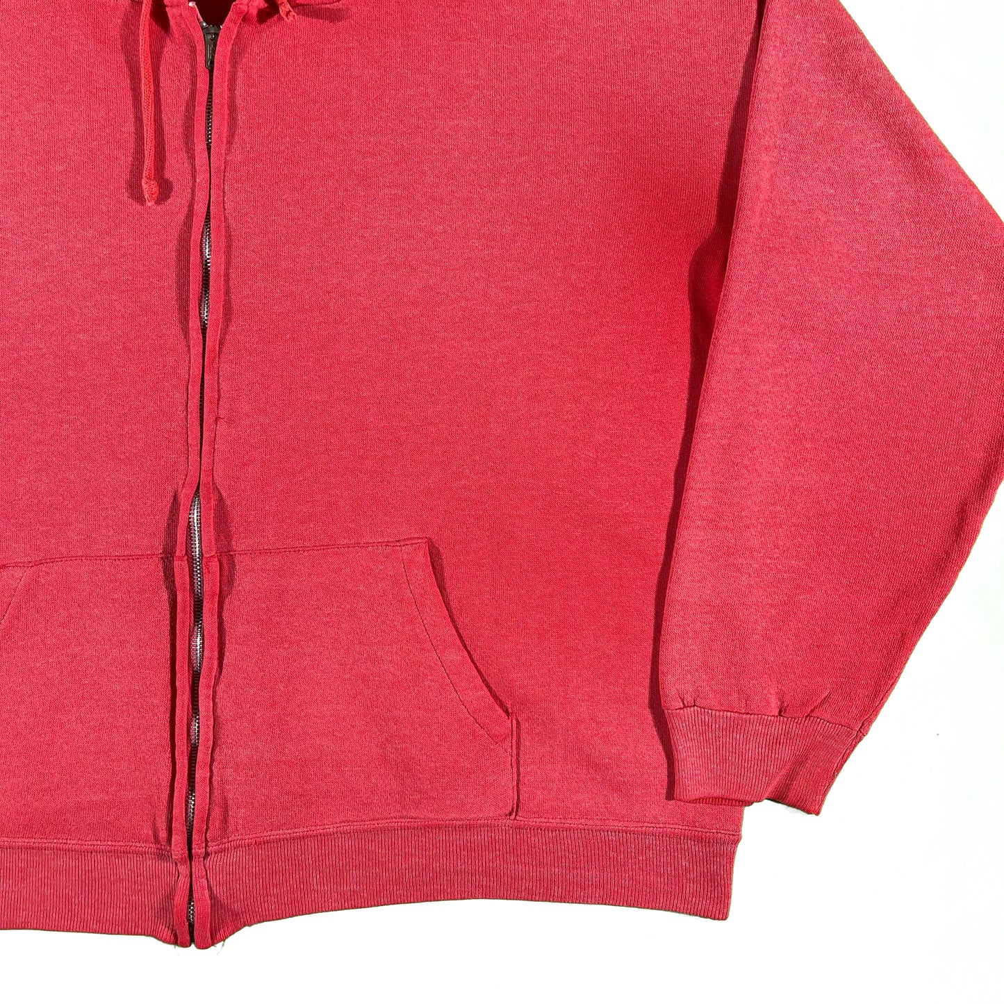 70s Sun Faded Red Cropped Zip Up Hoodie- L